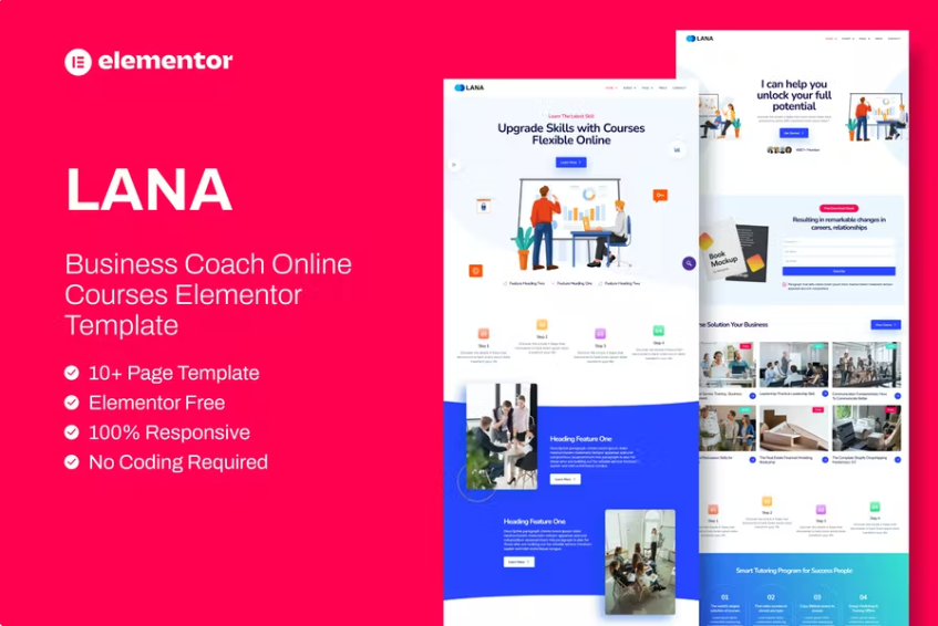 Lana – 商务教练在线课程模板 Elementor