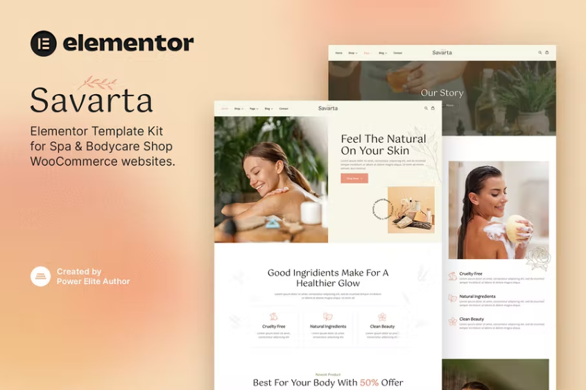 Savarta – Spa & Bodycare Shop Elementor 模板套件