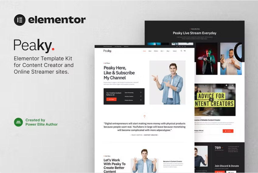 Peaky – 内容创建者和在线流媒体 Elementor 模板工具包