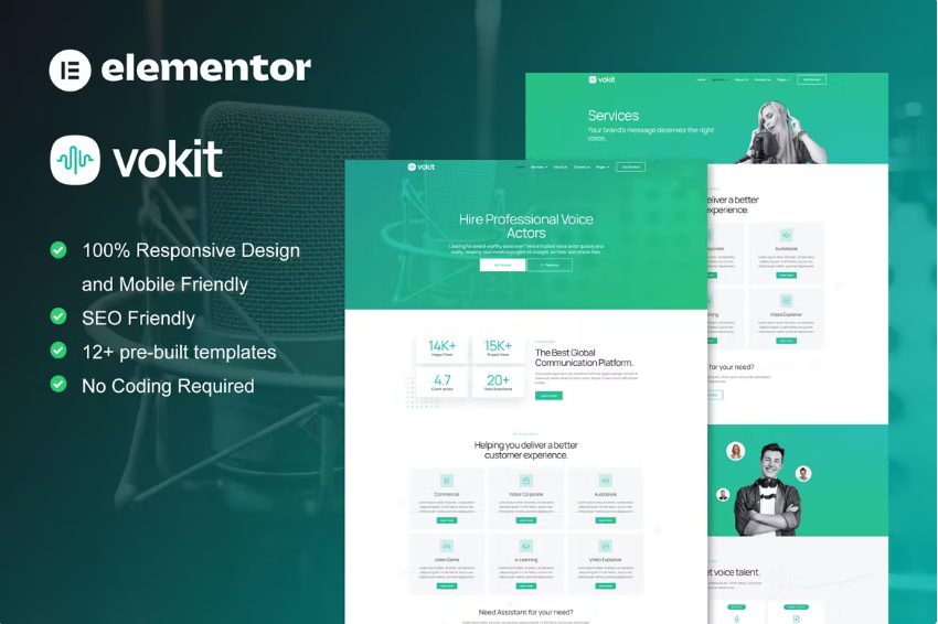 VoKit – Voice Over Services Elementor 模板工具包