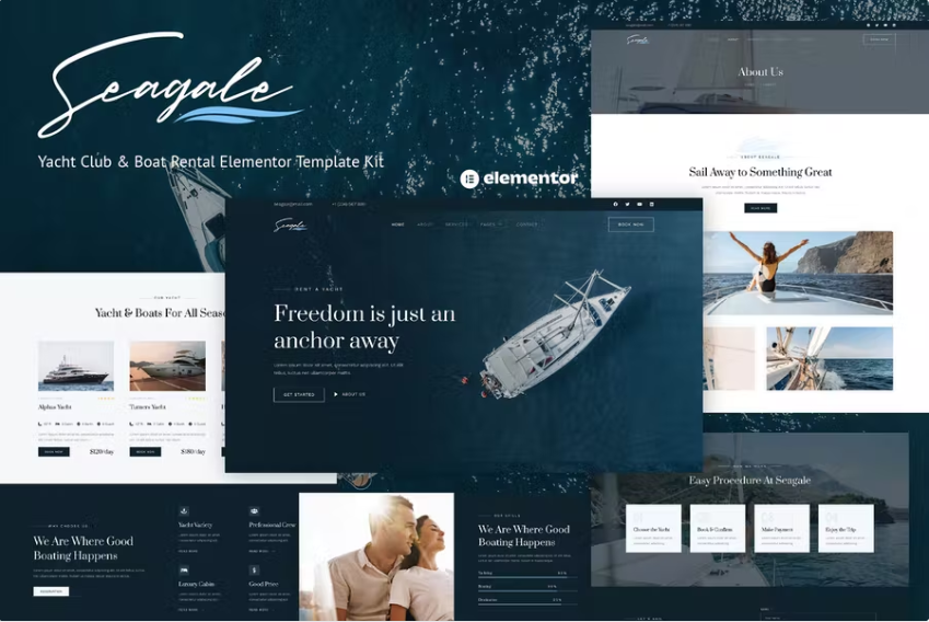 Seagale – 游艇俱乐部和船只租赁 Elementor 模板套件