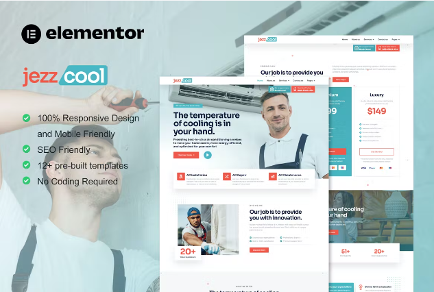 JezzCool – 空调维修服务 Elementor Pro 模板套件