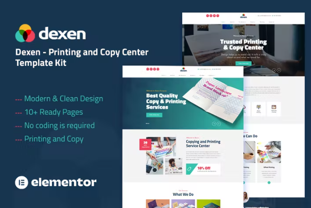 Dexen – 打印和复印中心 Elementor 模板套件