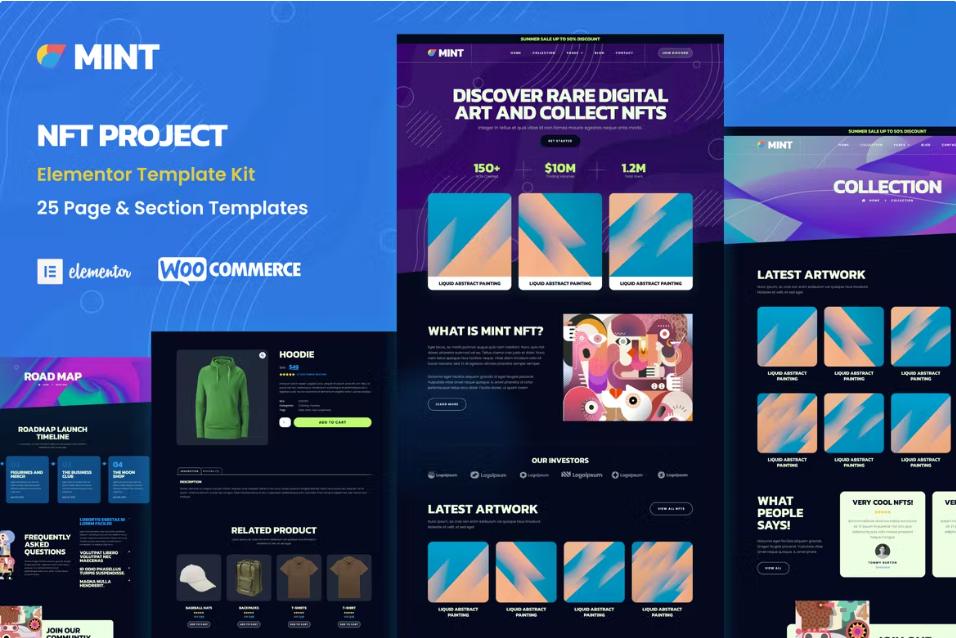 Mint – NFT 项目和投资组合 WooCommerce Elementor 模板工具包