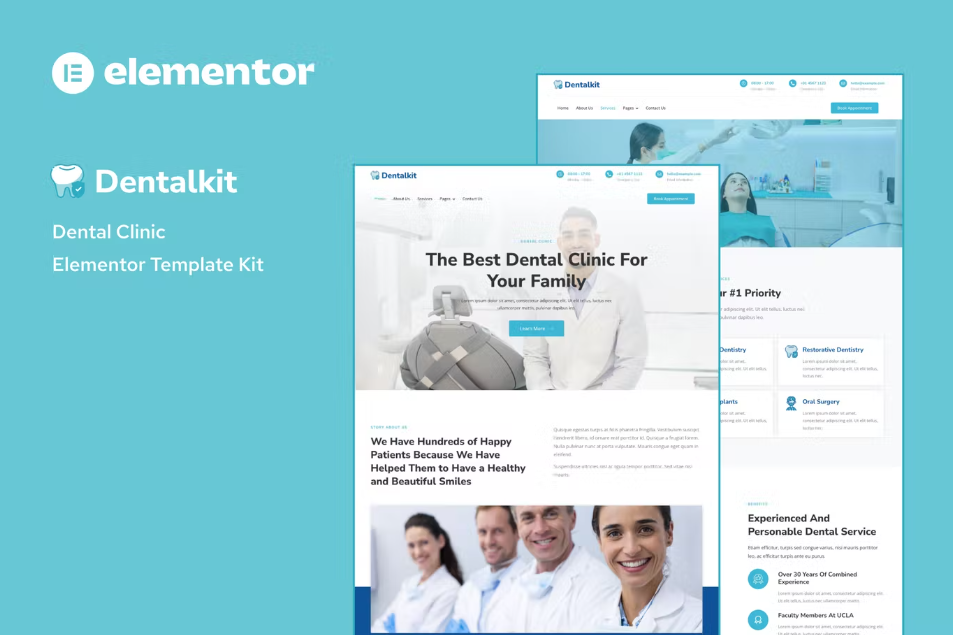 Dentistkit – 牙科诊所 Elementor 模板套件