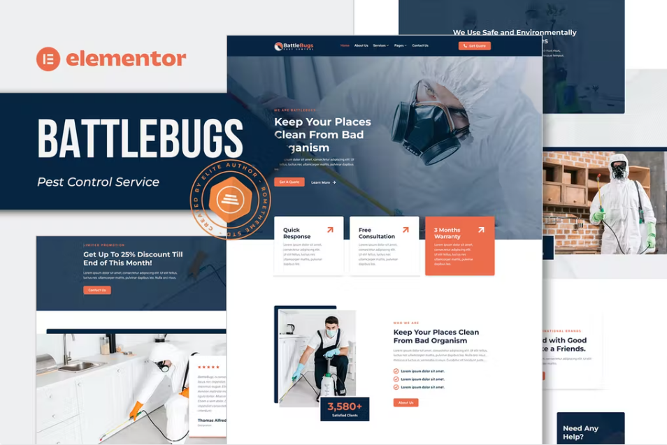 BattleBugs – 害虫控制服务 Elementor 模板工具包