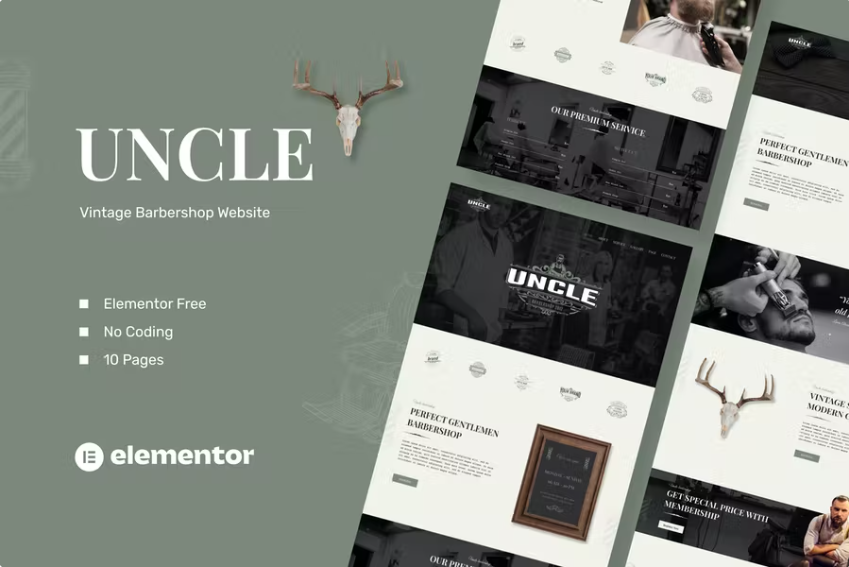 Uncle – 理发店 Elementor 模板套件