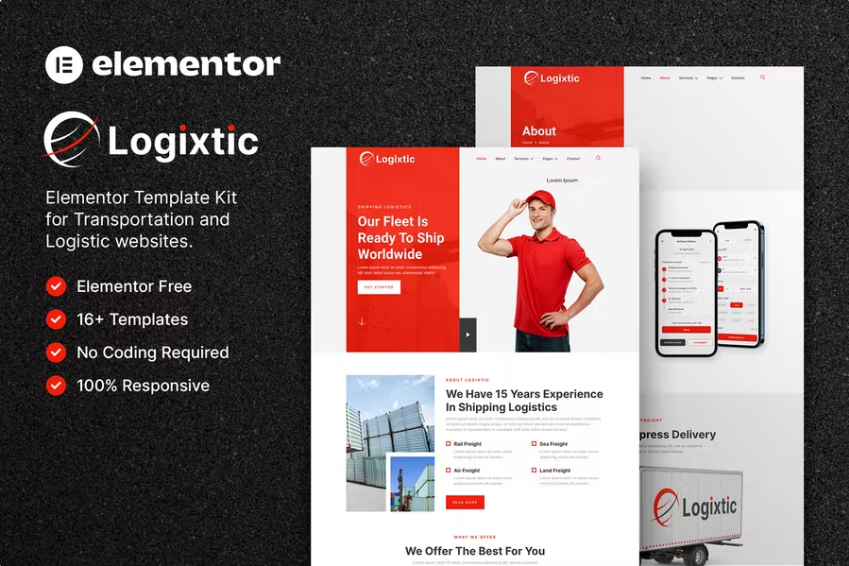 Logixtic – 运输和物流 Elementor 模板套件