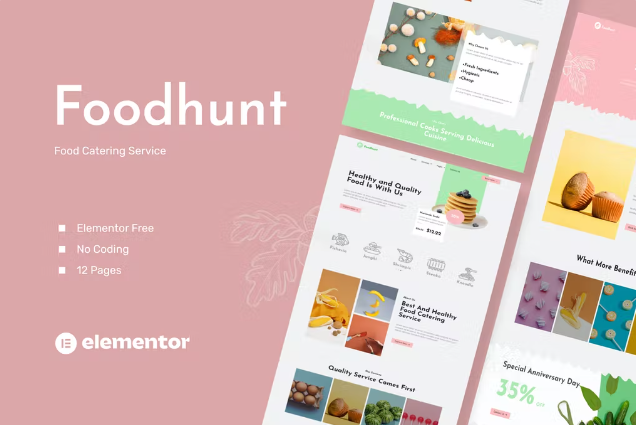 Foodhunt – 餐饮服务 Elementor 模板套件