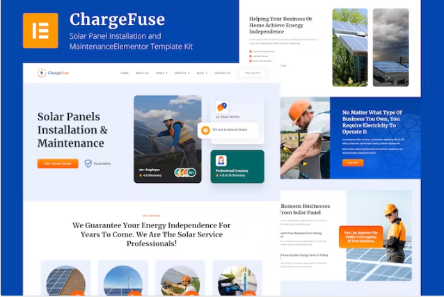 ChargeFuse – 太阳能电池板安装和维护 Elementor 模板套件